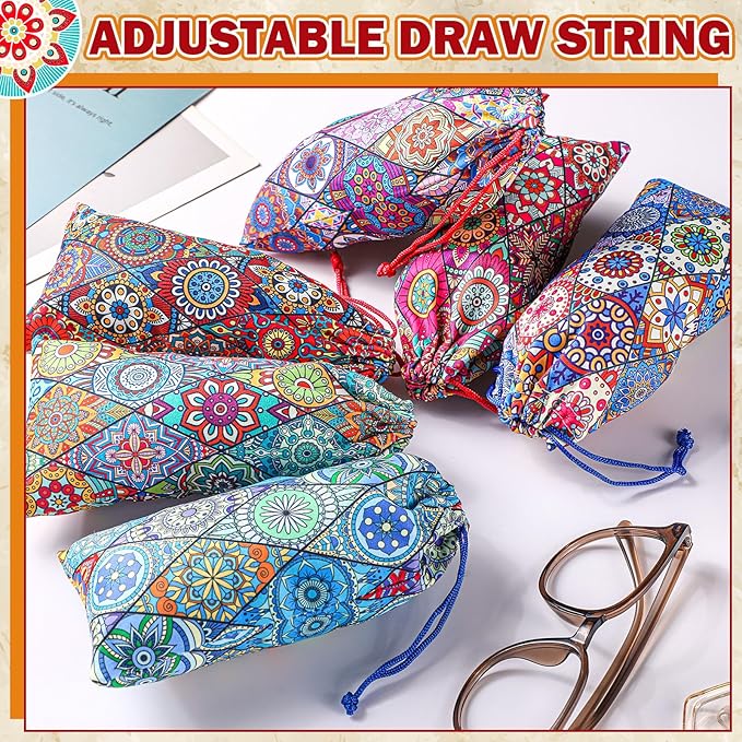 Shinylin 24 Pcs Sunglass Pouch Drawstring Microfiber Pouch Multicolor Soft Sunglasses Case Sunglasses Bag Eyeglass(Vibrant Colors,Charming)