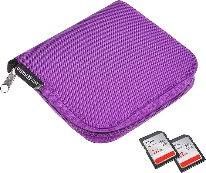 Eco-Fused Memory Card Case - Fits up to 44x SD, SDHC, Micro SD, Mini SD and 4X CF - Holder with 44 Slots (Purple / 44 Slots - 1 Pack)
