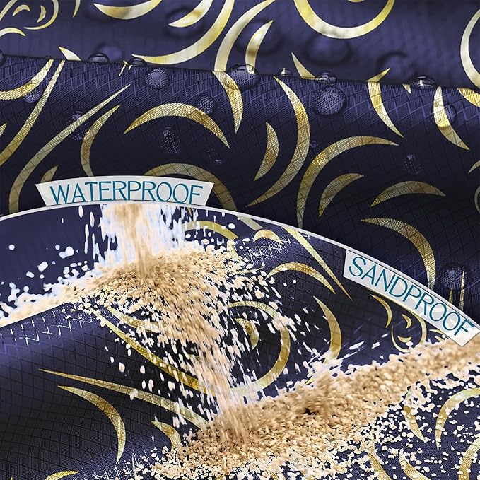 BYDOLL Beach Blanket Waterproof Sandproof Large Sand Free,78''X81''/10'X9' Oversized Sandless Lightweight Blanket Picnic Mat for Beach Travel Camping Hiking with Stakes