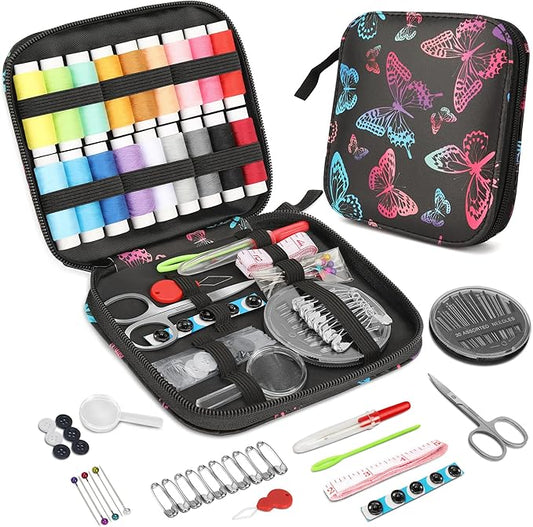 KEYHOT Sewing kit Basic,Needle and Thread Kit,Travel Small Sewing Machine Supplies for Adults Beginners Men, Home Travel Emergency Including Scissors Measure Tape Needle Threader (87pcs)