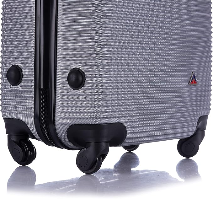 InUSA ROYAL Hardside Spinner Luggage with Ergonomic Handles | Spacious Travel Suitcase with Four Spinner Wheels and Studs | 24 Inch Medium Spinner Luggage | Silver