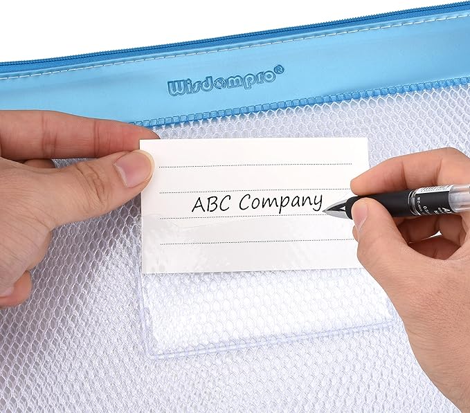 Wisdompro Zipper Pouch, 4 Packs Durable Letter Size Waterproof Mesh File Bag, Document Organizer - Blue