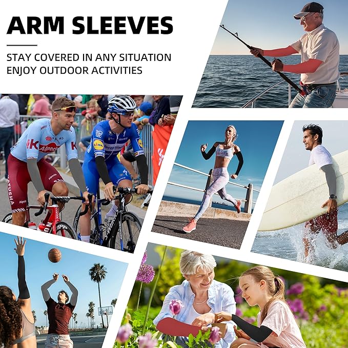 BHYTAKI Cooling Compression Arm Sleeves for Men Women,UPF50 UV Sun Protection Sleeves for Work Sport Tattoo Cover Up
