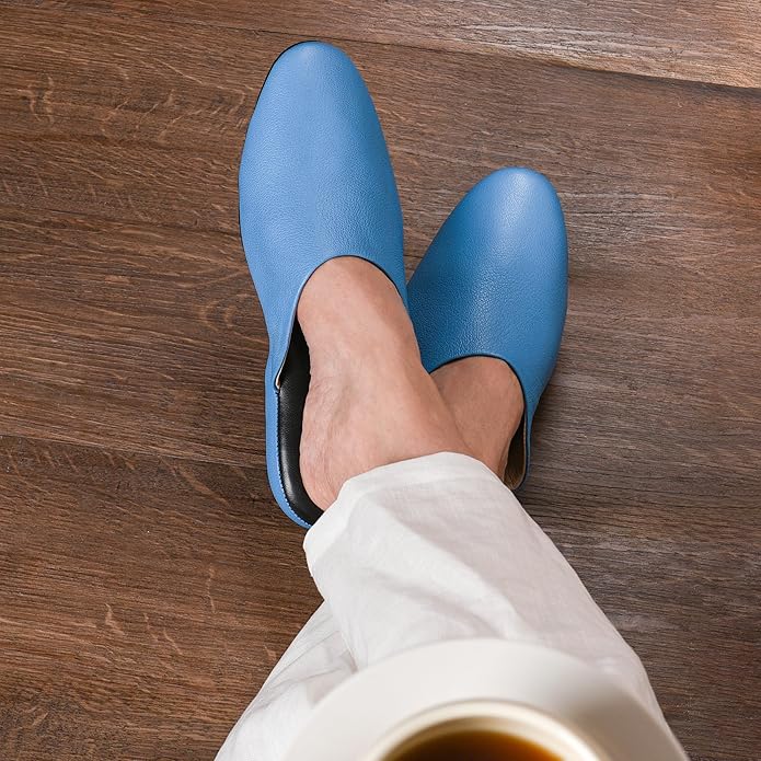PAMIR Women's Hand-Turned Scuffs, Genuine Leather Indoor House Slippers with Memory Foam