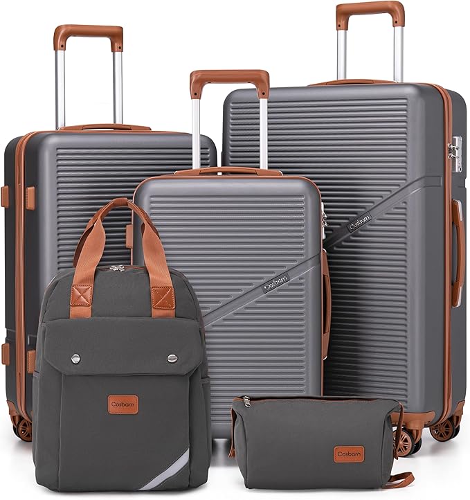 Cosbarn Luggage Sets 5 Piece Suitcases with Wheels, Suitcase Set ABS Hard Case Luggage with TSA Lock Spinner Wheels Durable Travel Luggage (5-Piece Set(20"/24"/28"))