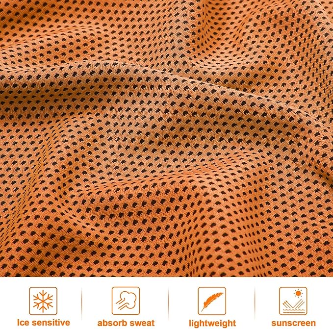 Honoson 10 Pcs Cooling Towel Bulk - Neck & Face Cool Chilly Towels Microfiber Breathable Sport Sweat Rag for Gym, Yoga, Travel, Camping, Running, Outdoor (Orange)