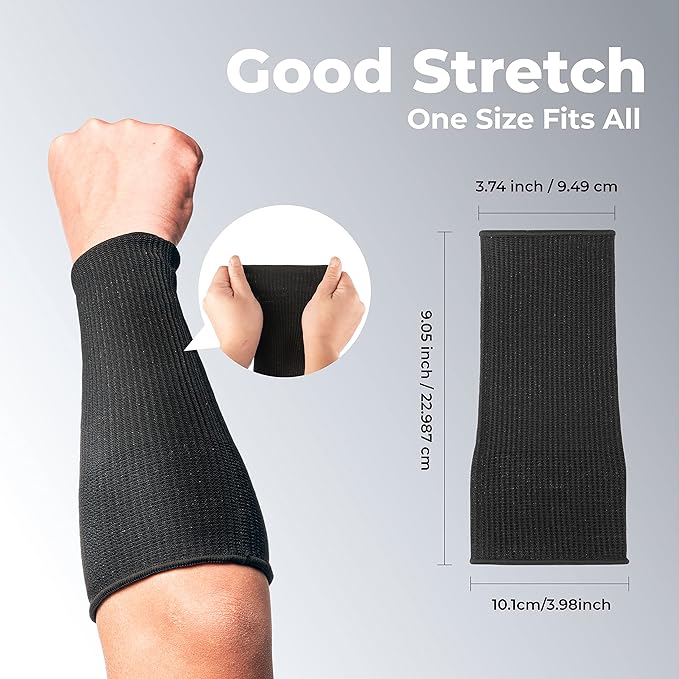 OriStout 4 Pairs Forearm Sleeves, Arm Protectors for Thin Skin and Bruising, Level 3 Cut Resistant Sleeves, Arm Protection for Gardening, Yard Working, Pet Grooming, Black