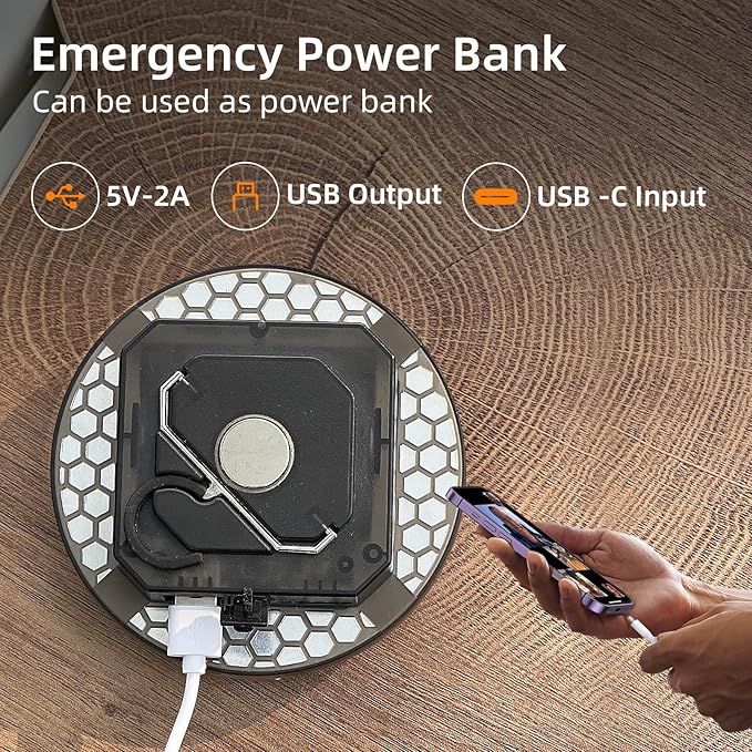 Rechargeable LED Camping Lantern – Tent Light with 3 Modes & Stepless Dimming, USB-C Fast Charge, IPX5 Waterproof, Magnetic Hook, Portable for Glamping, Emergency, Hiking & Power Outages