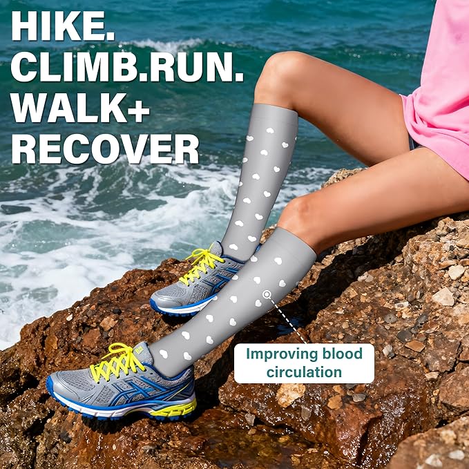 Acture 6 Pack Compression Socks for Women and Men - Knee High for Medical, Running, Nurses, Travel