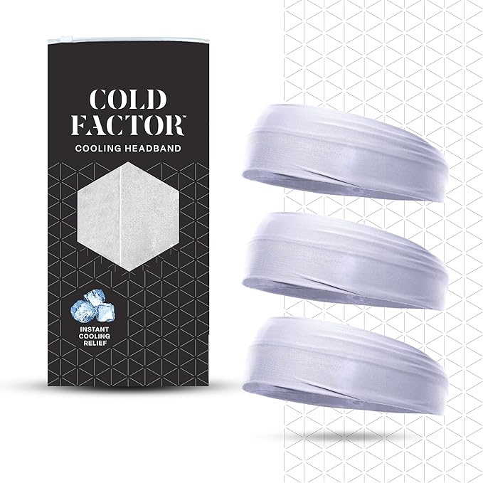 COLD FACTOR Cooling Headband for Women and Men – UPF 50+ Advanced Evaporative Comfort, Instant Cooling Sweatband for Outdoor Sports, Fitness, Yoga, Hiking, Running, and Workout