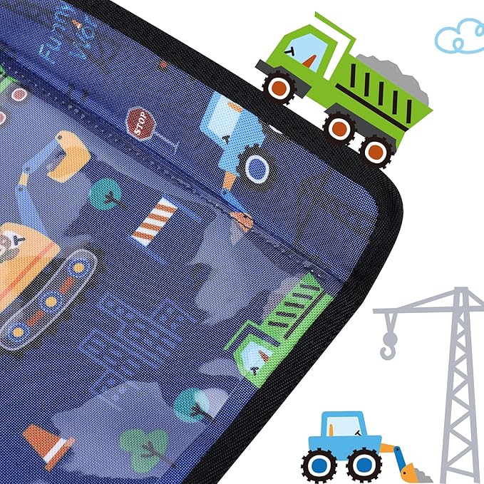 Kids Tray Table Cover, Airplane Tray Cover with Pockets, Airplane Travel Essentials for Kids, Portable Airplane Must Haves for Toddler on Plane or Train and Flying Supplies (Dark Blue)
