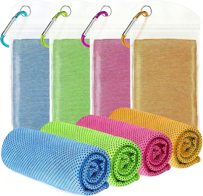 4 Pack Cooling Towels for Neck and Face(40"x12"), Cooling Neck Wraps, Ice Towel for Hot Weather, Soft Breathable Gym Towel, Cool Towel for Workout, Camping, Yoga, Sport, Running