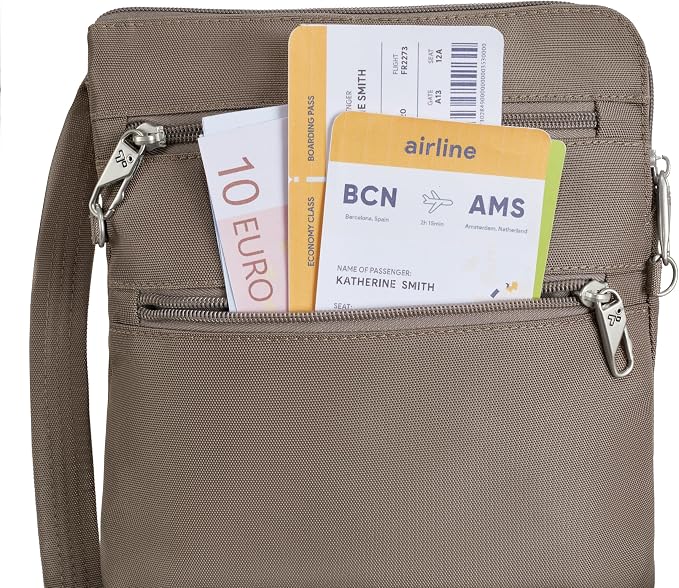Travelon Anti-theft Classic Slim Double Zip Crossbody