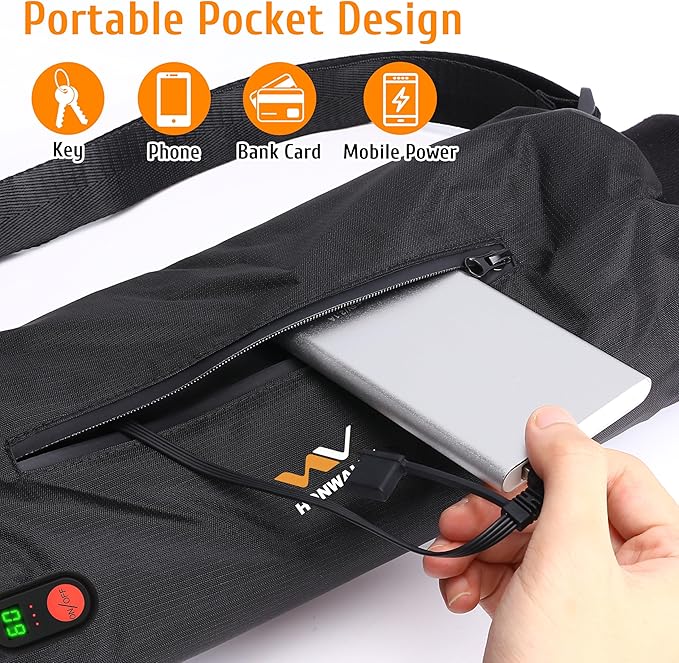 Electric Heated Hand Warmer Pouch Real-Time Temperature Display (No Built-in Battery) – Double-Sided Heating, Portable USB Hand Muff for Men & Women – Football, Hunting, Fishing, Camping & Golf