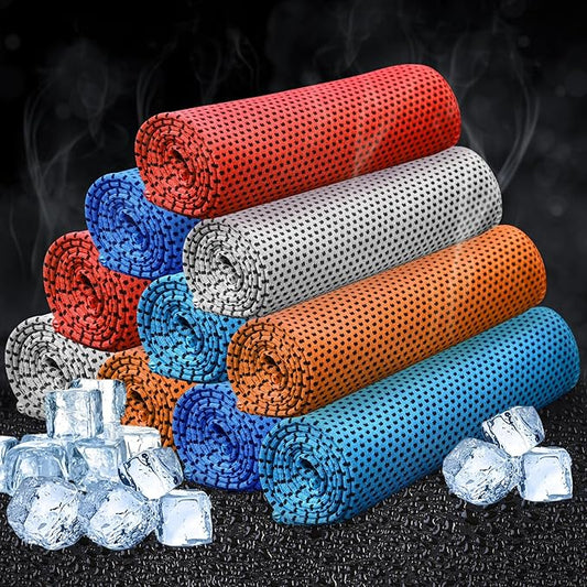 Honoson 10 Pcs Cooling Towel Bulk - Neck & Face Cool Chilly Towels Microfiber Breathable Sport Sweat Rag for Gym, Yoga, Travel, Camping, Running, Outdoor (Vivid Colors)