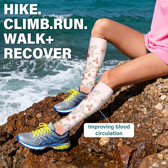 Acture 6 Pack Compression Socks for Women and Men - Knee High for Medical, Running, Nurses, Travel