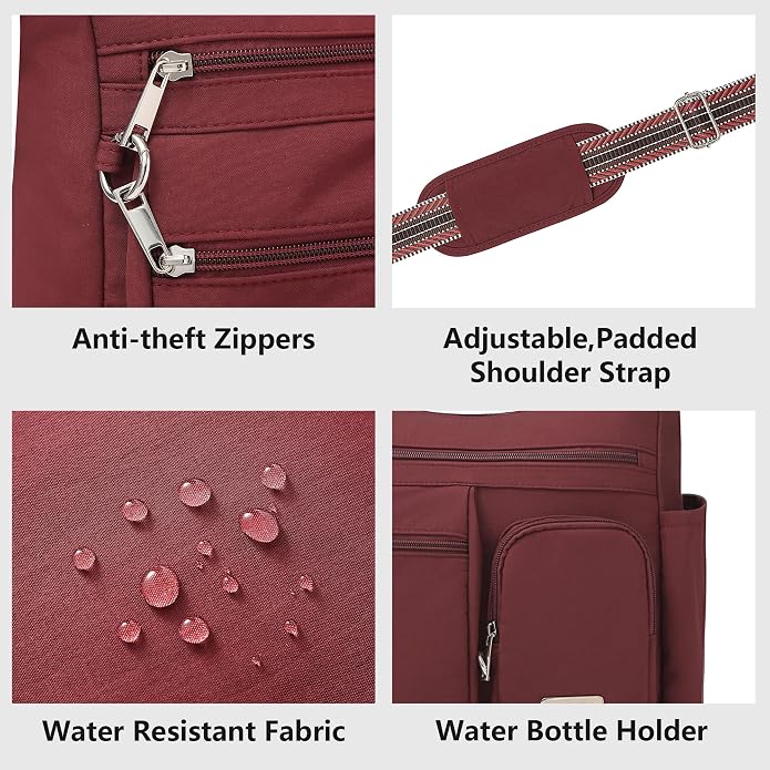 MHCNLL Anti Theft Crossbody Bag for Women, Lightweight Travel Purse, Waterproof Nylon Multi-Pocket Everyday Shoulder Handbag