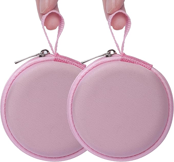 Ginsco Mini-Portable Hard Shell Earbuds Case for Apple EarPods Headphones USB-C Wired Ear Buds/Samsung Galaxy Wired Earbuds, Travel Case for Earphones Earplugs (2, Pink)