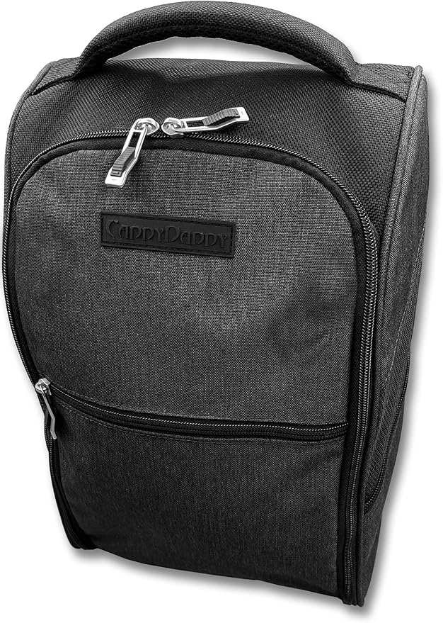 CaddyDaddy Premium Golf Shoe Bag Zipper Sports Shoe Strap Bag with Side and Front Accessory Pocket for Storing Golf Accessories Golf Shoe Carry Bags (Premium Golf Shoe Bag)