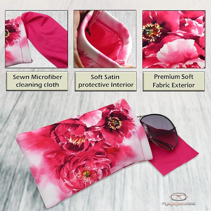 Soft Sunglasses case | Large Glasses Case Holder - Eyeglass Pouch Squeeze Top | Glasses pouch Lightweight Extra Layers