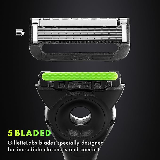Gillette Labs Shaving Kit for Men, Storage on the Go, Includes Travel Case, 1 Handle, 3 Razor Blade Refills, and Premium Magnetic Stand