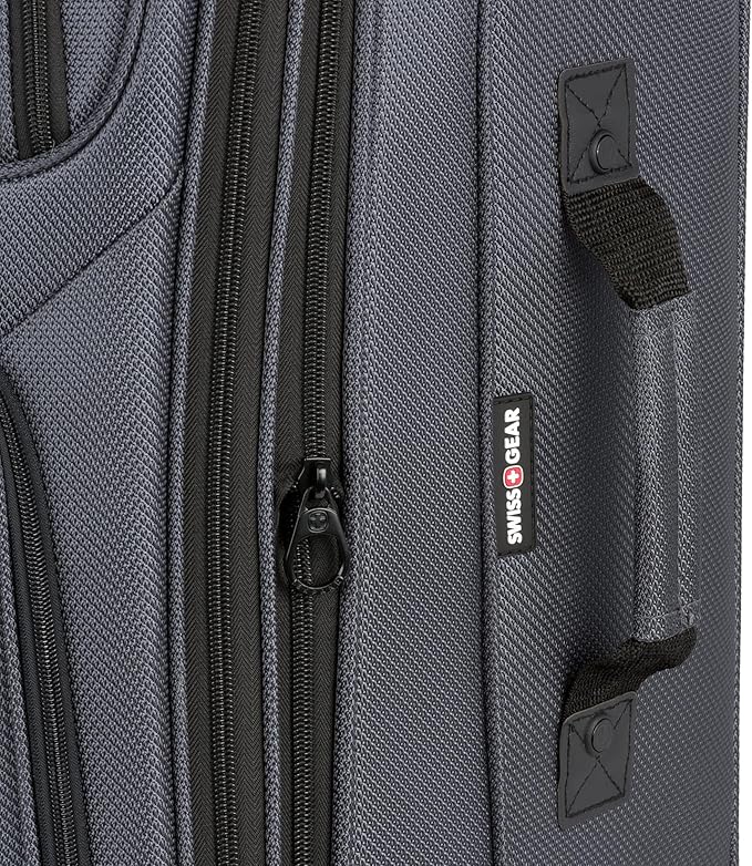 SWISSGEAR Sion Softside Expandable Spinner Luggage Durable Lightweight Travel Suitcase, Dark Grey, Checked-Medium