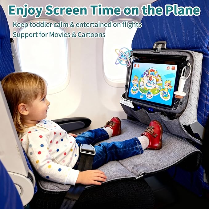 Toddler Airplane Bed for Toddler with Tray Cover Can Turn into Bag, Toddler Airplane Seat Extender for Kids, Baby Airplane Bed Baby Travel Essentials for Flying, Toddler Travel Bed