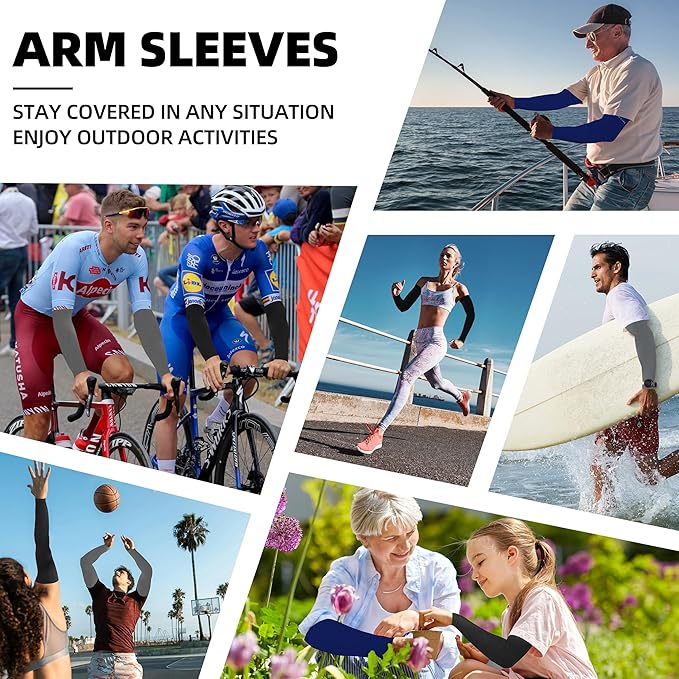 BHYTAKI Cooling Compression Arm Sleeves for Men Women,UPF50 UV Sun Protection Sleeves for Work Sport Tattoo Cover Up