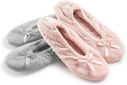 Women's Terry Classic Cotton & Velour Ballerina Slippers (Pack of 2)