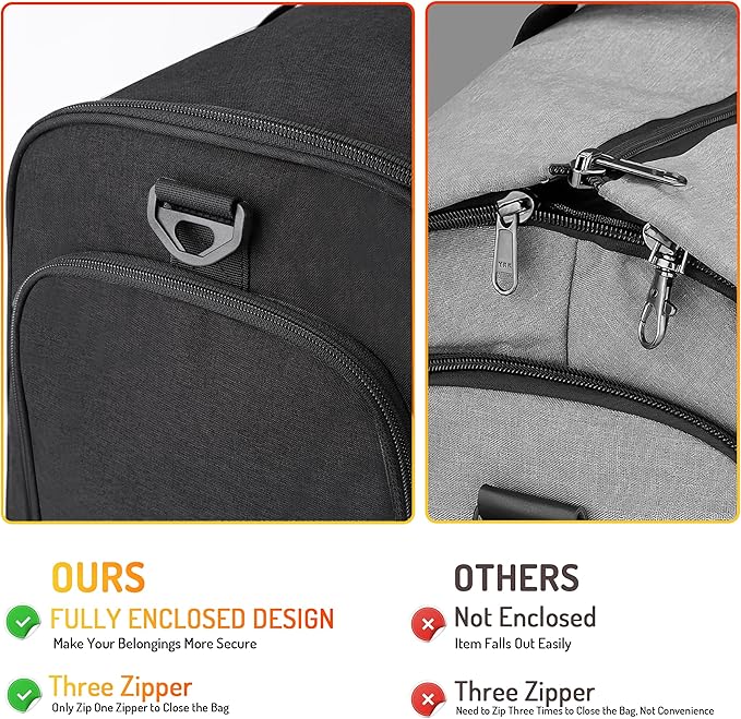 MOZETO Convertible Garment Duffle Bags for Travel, Carry On Suit Duffle Bags with Shoulder Strap 2 in 1 Hanging Garment Duffle Bag for Men