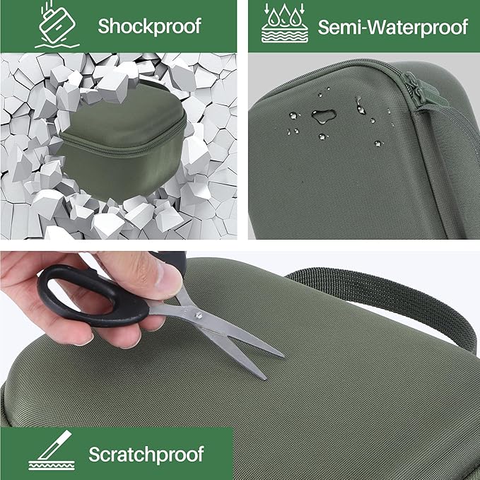 Lebakort Storage Case Compatible with Walkers Razor Slim/PROHEAR 066 030 Electronic Shooting Earmuff Hearing Protection Muff (Army Green Case, for Earmuff+ Glasses)