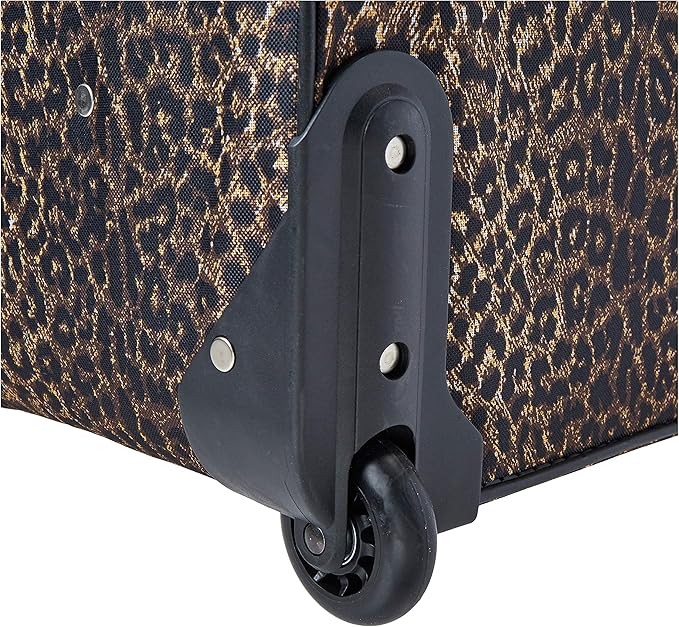 Rockland Fashion Softside 4 Piece Luggage Set, Expandable, (14" Tote/19"/24"/28"), Leopard