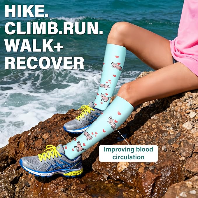 Acture 6 Pack Compression Socks for Women and Men - Knee High for Medical, Running, Nurses, Travel