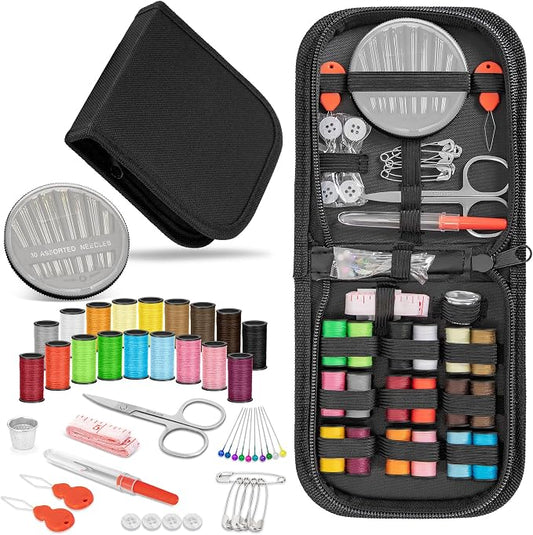 KEYHOT Sewing kit Basic,Needle and Thread Kit,Travel Small Sewing Machine Supplies for Adults Beginners Men, Home Travel Emergency Including Scissors Measure Tape Needle Threader (74pcs)