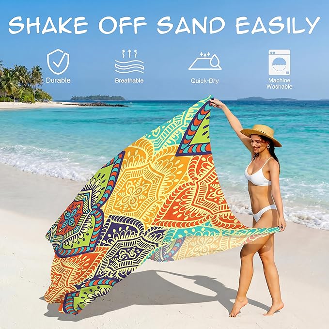Aroveea Beach Blanket Waterproof Sandproof 1-7 Adult Oversized 78''X81''/10'X9' Lightweight Durable Compact Sand Free Beach Mat for Travel Camping Hiking Picnic Blanket