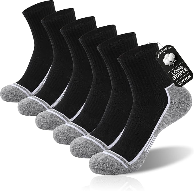Urban Virgin Men Athletic Quarter Running Compression Socks Cotton Cushioned Athletic Ankle Moisture Wicking Socks Women