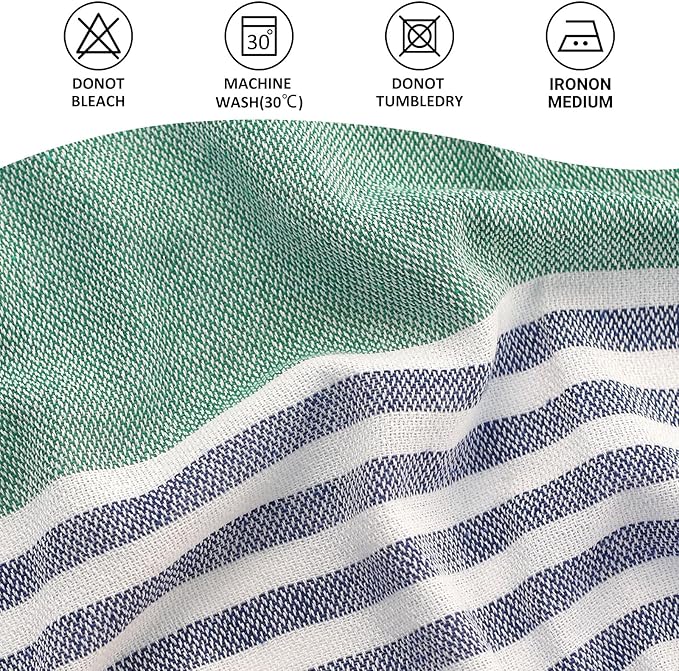 cabanana Turkish Beach Towel Oversized - 40"x70" Quick Dry Sand Free Thin Beach Towels for Adults,Extra Large Cotton Lightweigh Travel Towel for Beach Accessories (Turquoise Navy)