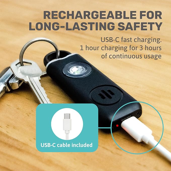 Elos Personal Alarm Keychain for Women & for Seniors Pull pin, LED Light, 130db Siren, Hand held Safety Alarms, Pocket Alarm Protection for Emergency (Smoky Black)