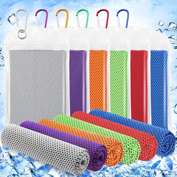 Hosuly 6 Pack Cooling Towels 40" x 12" Sport Towels, Cooling Rag for Neck and Face Ice Breathable Chilly Portable Neck Wraps for Yoga(Bright Color)
