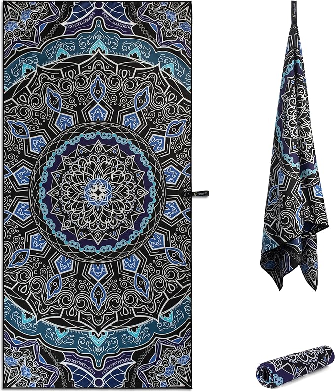 Travel Towel – Packable, Lightweight, Quick-Dry, Fade Resistant, Sand-Repellent – Soft Microfiber Towel for Travel, Backpacking, Beach, Pool, Outdoors – Double-Sided Print – 60” x 30”