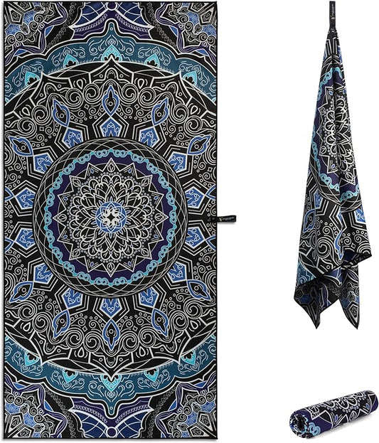 Travel Towel – Packable, Lightweight, Quick-Dry, Fade Resistant, Sand-Repellent – Soft Microfiber Towel for Travel, Backpacking, Beach, Pool, Outdoors – Double-Sided Print – 60” x 30”