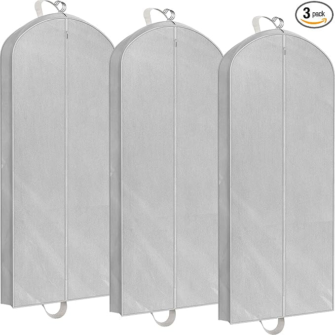 Simple Houseware 60-Inch Travel Garment Bag, Non-Woven | Lightweight, Gray, 3 Pack