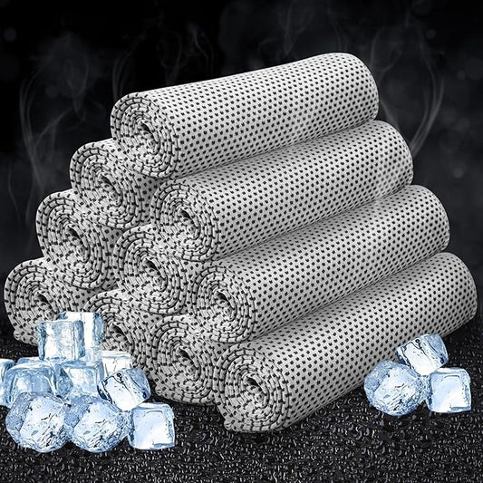 Honoson 10 Pcs Cooling Towel Bulk - Neck & Face Cool Chilly Towels Microfiber Breathable Sport Sweat Rag for Gym, Yoga, Travel, Camping, Running, Outdoor (Grey)