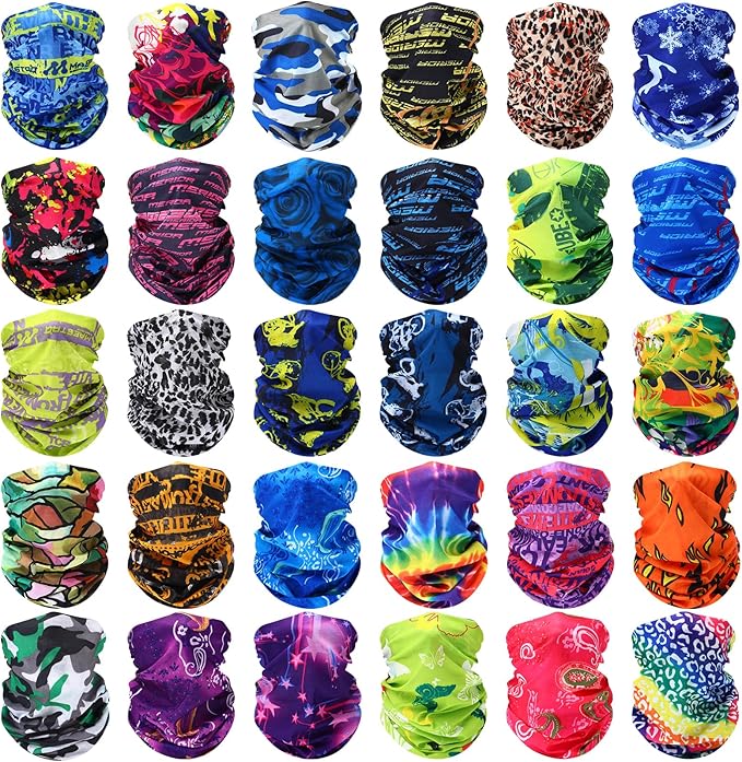 Tarpop 12/30 Pcs Neck Gaiters Scarf Elastic Wrap Headband Sweat Absorbing Bandana for Women Men Sports Yoga Running