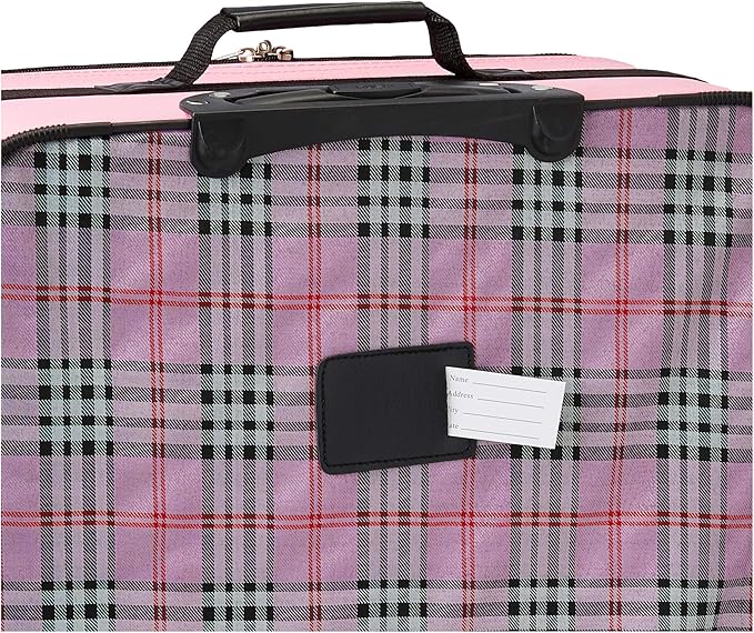 Rockland Fashion Softside 4 Piece Luggage Set, Expandable, (14" Tote/19"/24"/28"), Pink Cross