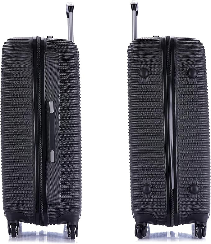 InUSA ROYAL Hardside Luggage Set with Spinner Wheel | Spacious Travel Suitcases with Ergonomic GEL Handle and Studs | (20/24/28) 3 Piece Luggage Set | Black