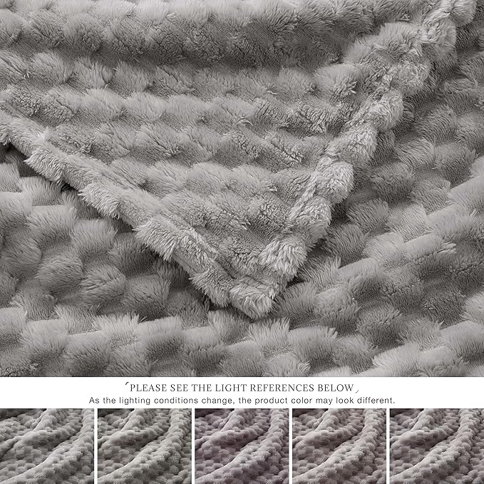 EXQ Home Fleece Throw Blanket for Couch or Bed - 3D Imitation Turtle Shell Jacquard Decorative Blankets - Cozy Soft Lightweight Fuzzy Flannel Blanket Suitable for All Seasons(50"×60",Light Grey)
