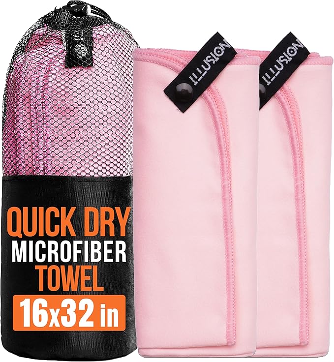 illusion Small Microfiber Gym Towels for Men and Women Active Sports (32" L x 16''W)-Lightweight Quick Dry Gym Towel for Sweat-Workout Towels Ideal for Yoga, Camping, Running, and Outdoor Activities