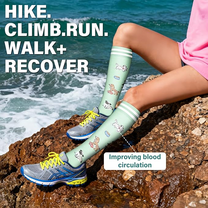 Acture 6 Pack Compression Socks for Women and Men - Knee High for Medical, Running, Nurses, Travel