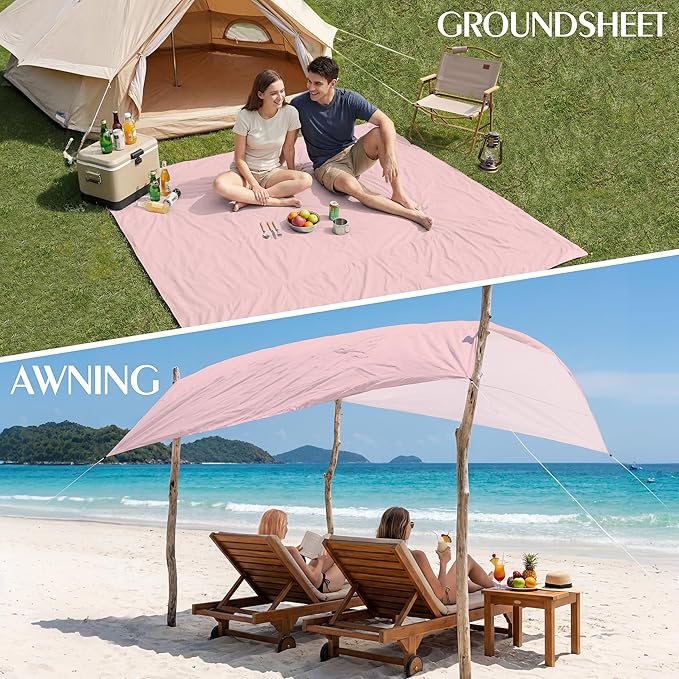 Aroveea Beach Blanket Waterproof Sandproof 1-7 Adult Oversized 78''X81''/10'X9' Lightweight Durable Compact Sand Free Beach Mat for Travel Camping Hiking Picnic Blanket